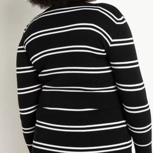 Eloquii Cropped Striped Cardigan